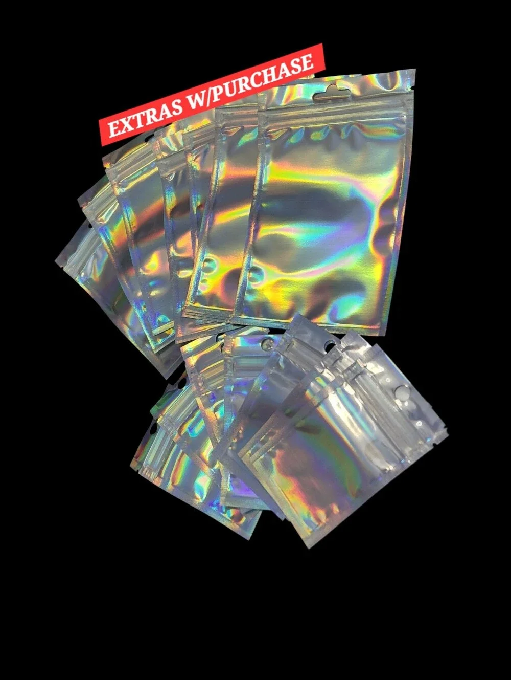 20ct. Holographic Resealable Reuseable Zip Bags 10ct. 2.3x3.9 10ct. 3.9x5.9